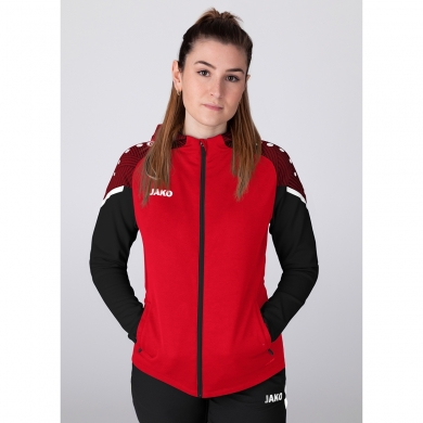 JAKO Hooded Jacket Performance (Polyester Fleece) red/black Women